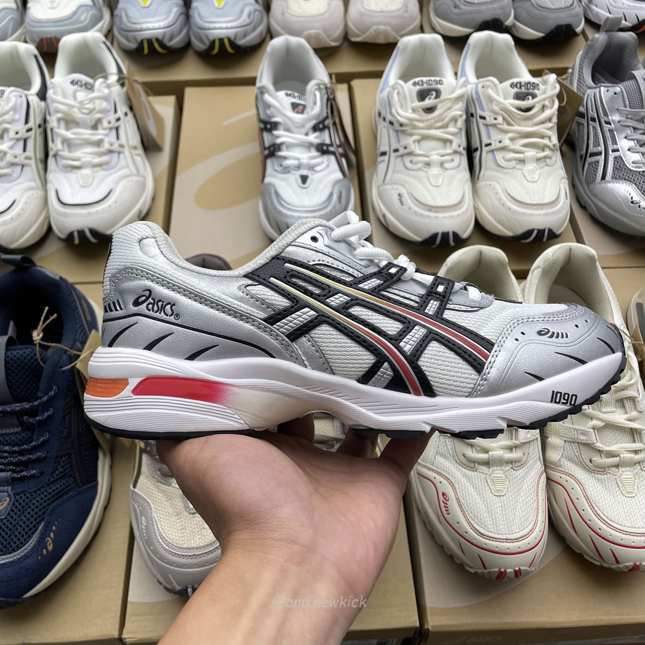 Asics Gel 1090 Grey Beige Birch French Blue White Sage Silver Cream Brown Silver Cream Gray Blue (30) - newkick.app